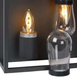 Lámpara de techo Carlyn baño 2 luces negro