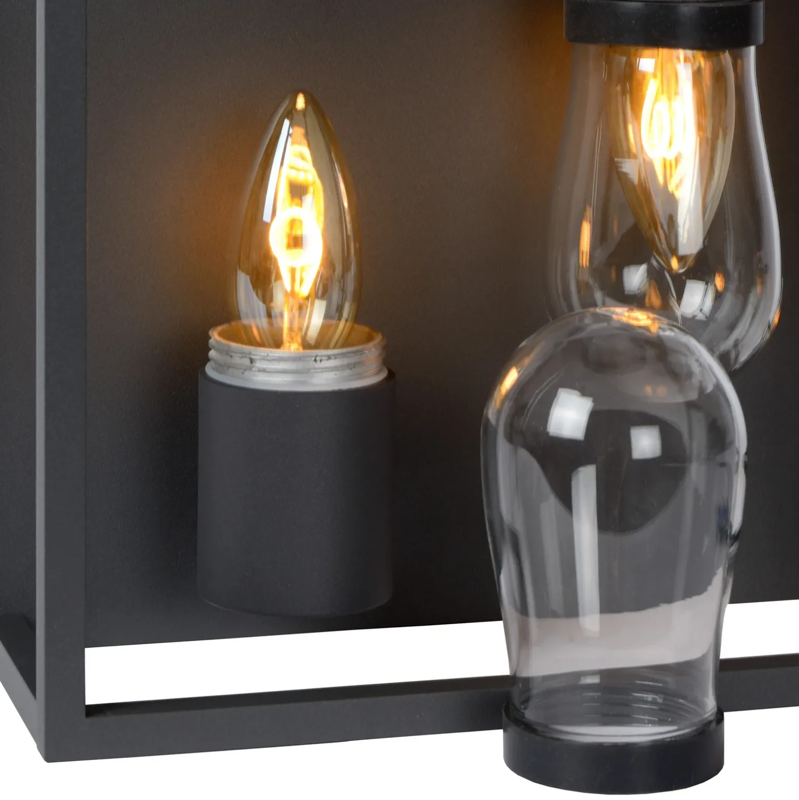 Lámpara de techo Carlyn baño 2 luces negro