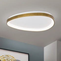 Lámpara de techo Charlie LED, Ø 65 cm, blanco opal, color latón antiguo