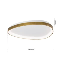 Lámpara de techo Charlie LED, Ø 65 cm, blanco opal, color latón antiguo