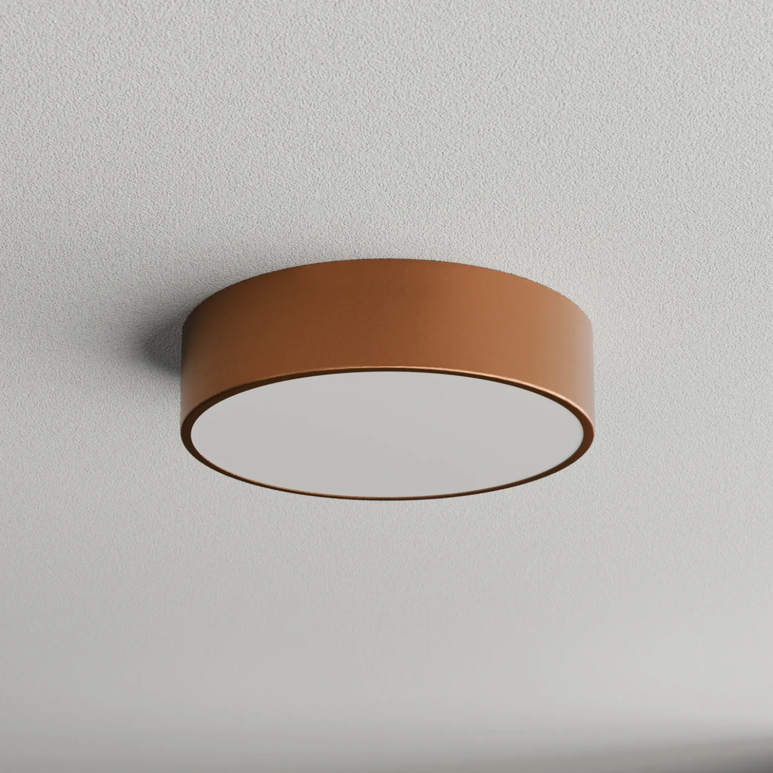 Lámpara de techo Cleo 300, cobre, sensor, IP54, Ø 30 cm, metal