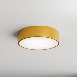 Lámpara de techo Cleo 300, dorada, sensor, IP54, Ø 30 cm, metal