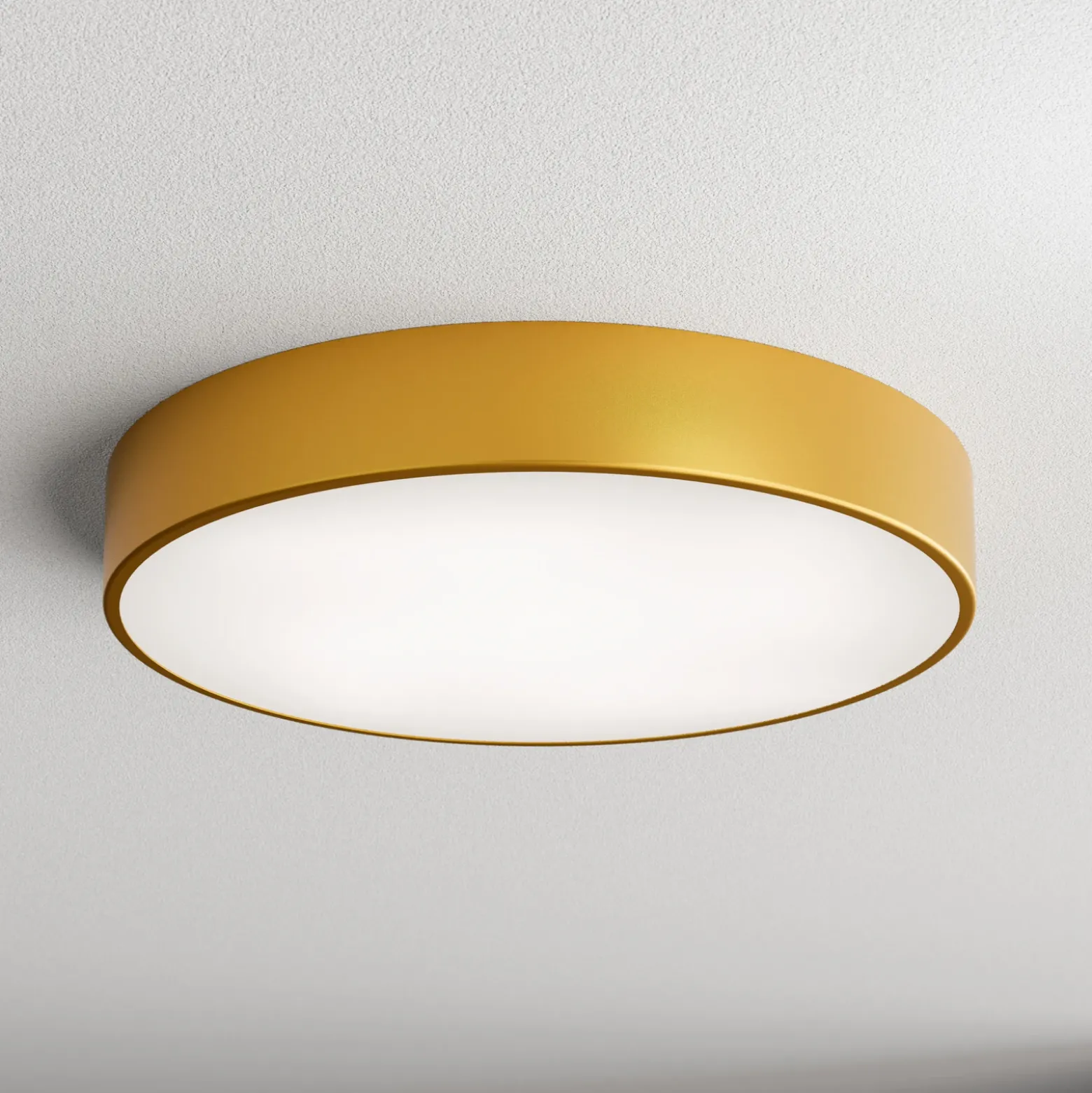 Lámpara de techo Cleo 500, dorada, sensor, IP54, Ø 50 cm, metal