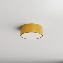 Lámpara de techo Cleo 200, dorada, sensor, IP54, Ø 20 cm, metal