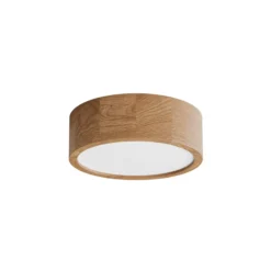 Lámpara de techo Cleo DR275, IP20, sensor, Ø 28 cm, madera de roble