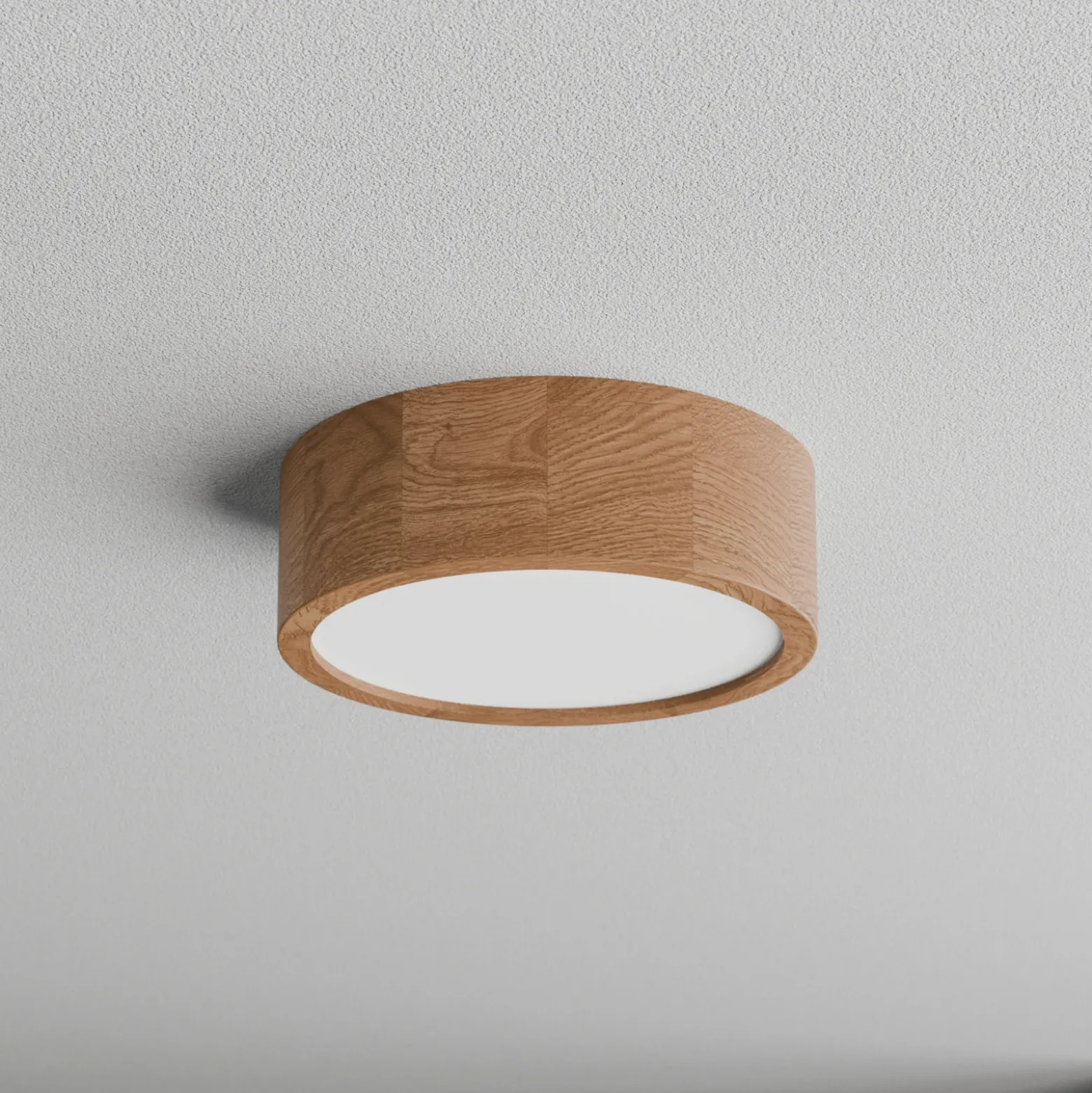Lámpara de techo Cleo DR275, IP20, sensor, Ø 28 cm, madera de roble