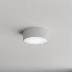 Lámpara de techo Cleo 200, gris, sensor, IP54, Ø 20 cm, metal