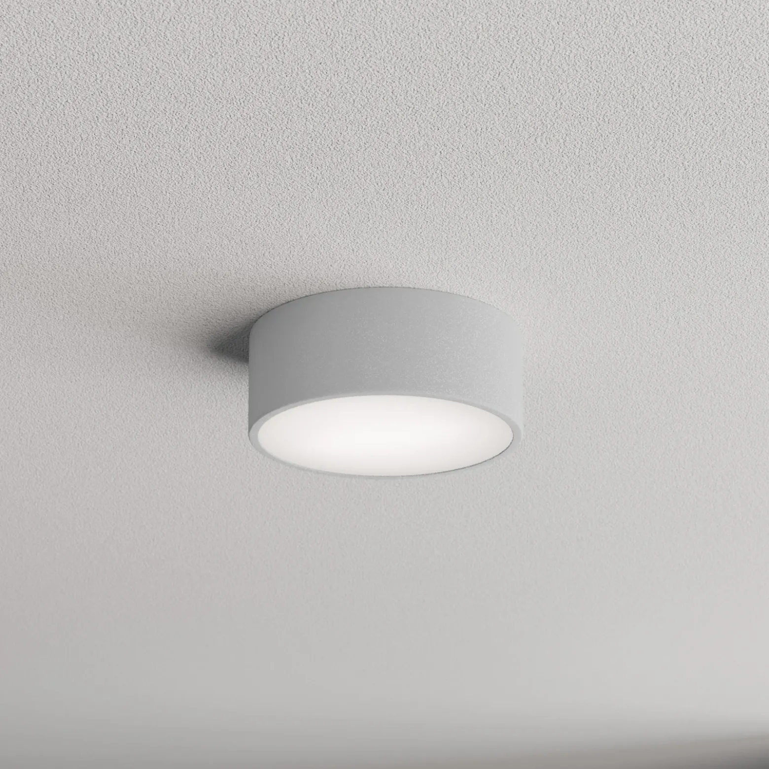 Lámpara de techo Cleo 200, gris, sensor, IP54, Ø 20 cm, metal