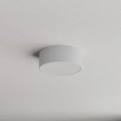 Lámpara de techo Cleo 200, gris, sensor, IP54, Ø 20 cm, metal