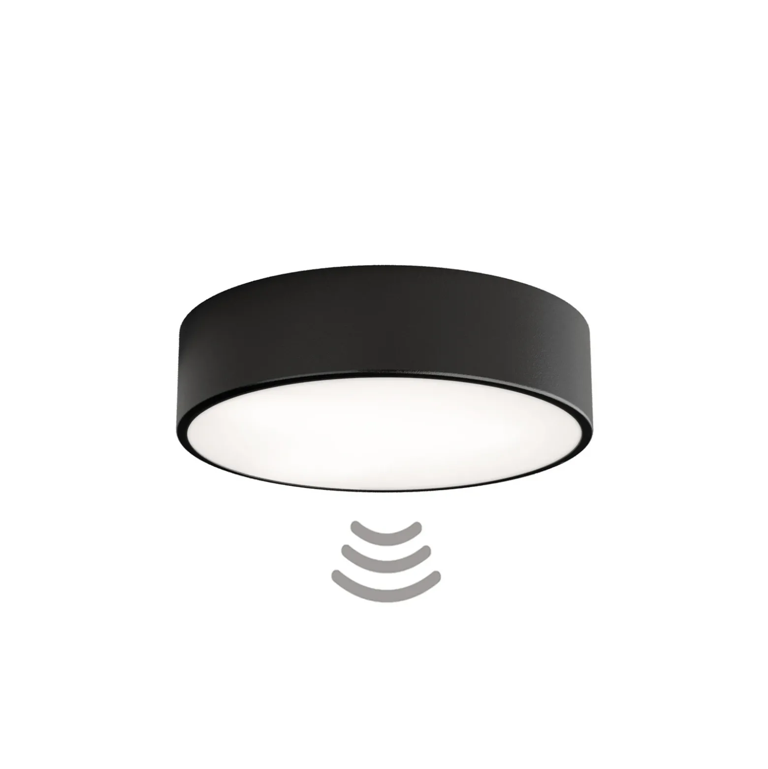 Lámpara de techo Cleo 300, negro, sensor, IP20, Ø 30 cm, metal