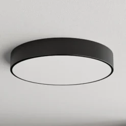 Lámpara de techo Cleo 500, negro, sensor, IP54, Ø 50 cm, metal