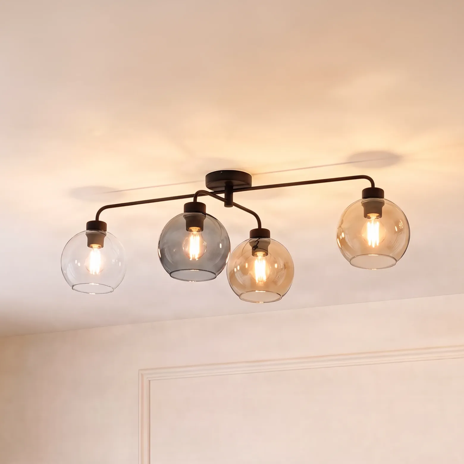 Lámpara de techo Cubus 4 luces transparente/ámbar/gris