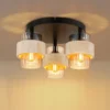 Lámpara de techo Daren, 3 luces, beige/ámbar/negro, Ø 38 cm, E27