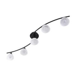 Lámpara de techo Della de Lindby, negro y dorado, 110 cm, 5 luces, E14