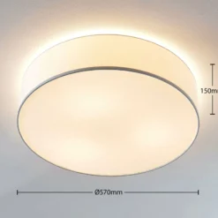 Lámpara de techo de tela Gordana en blanco, 57 cm
