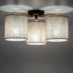 Lámpara de techo Deva, textil, 3 luces
