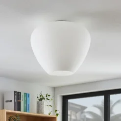 Lámpara de techo de vidrio Bibiane, blanco opal