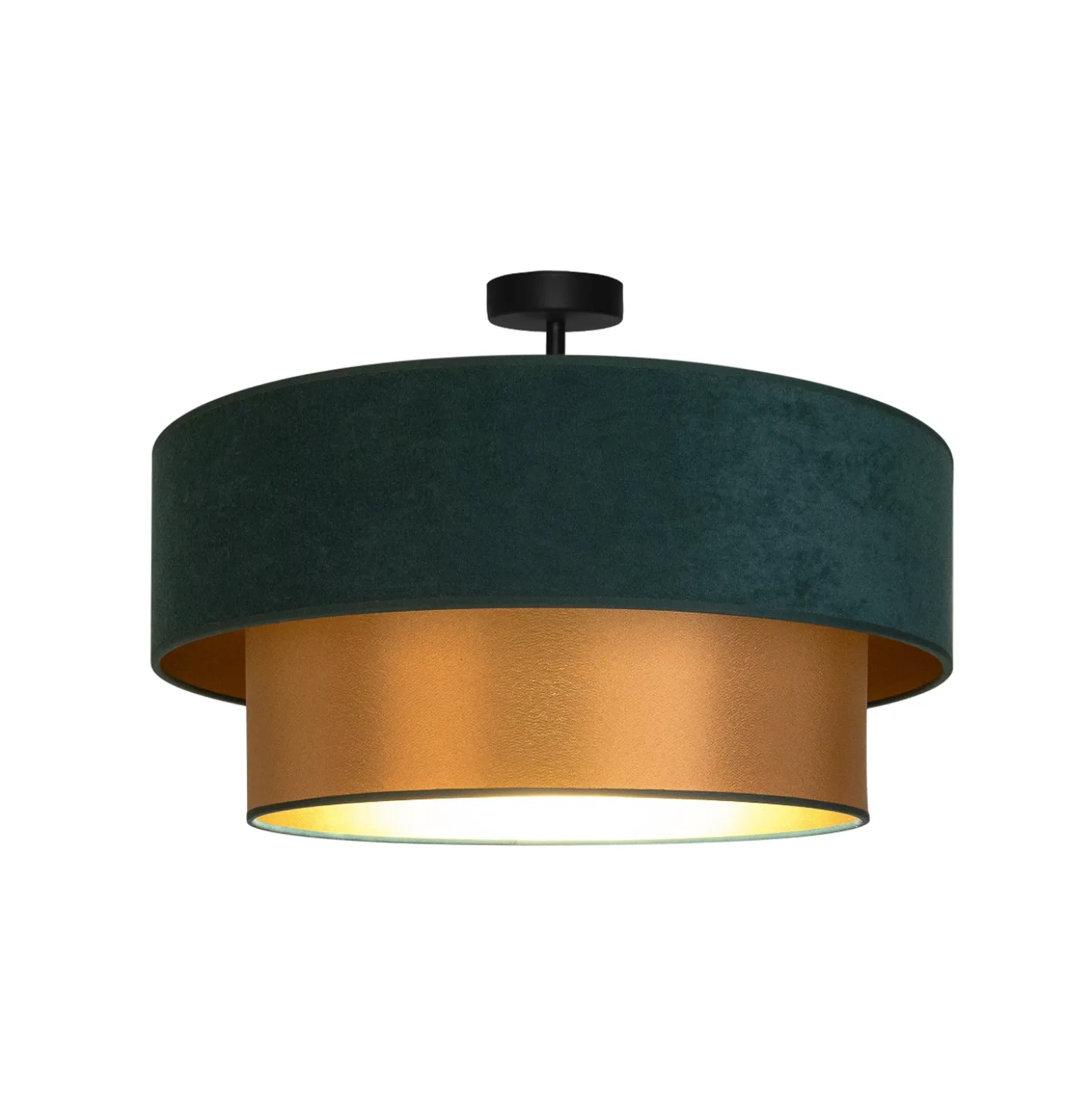 Lámpara de techo Dorina, verde/dorado, Ø 60 cm, tela, E27