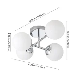Lámpara de techo EGLO CASTROVIDO, cromada, 48 cm, 4 luces, IP44, G9-LED