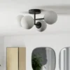 Lámpara de techo EGLO CASTROVIDO, negra, 48 cm, 4 luces, IP44, G9-LED