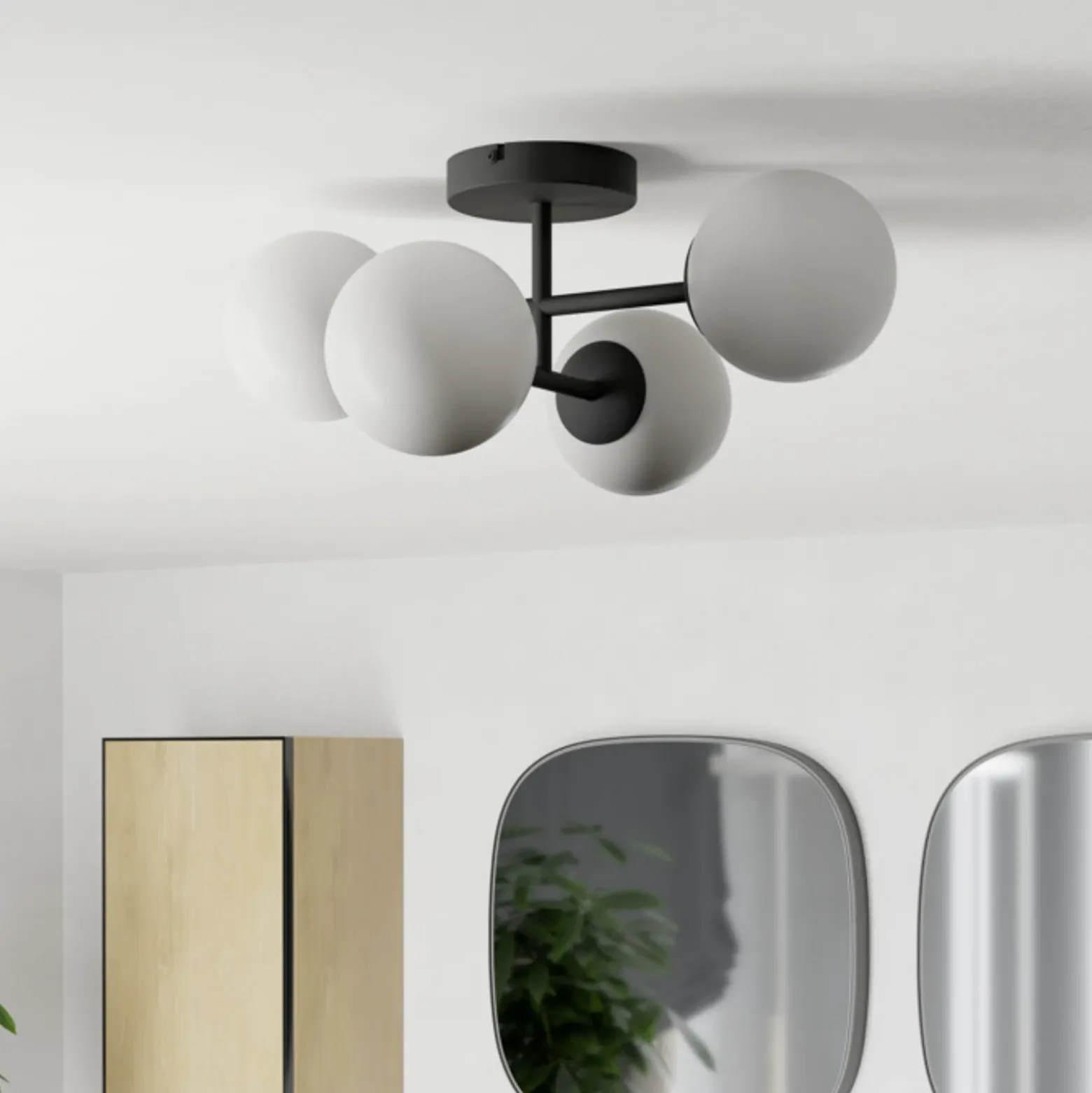 Lámpara de techo EGLO CASTROVIDO, negra, 48 cm, 4 luces, IP44, G9-LED