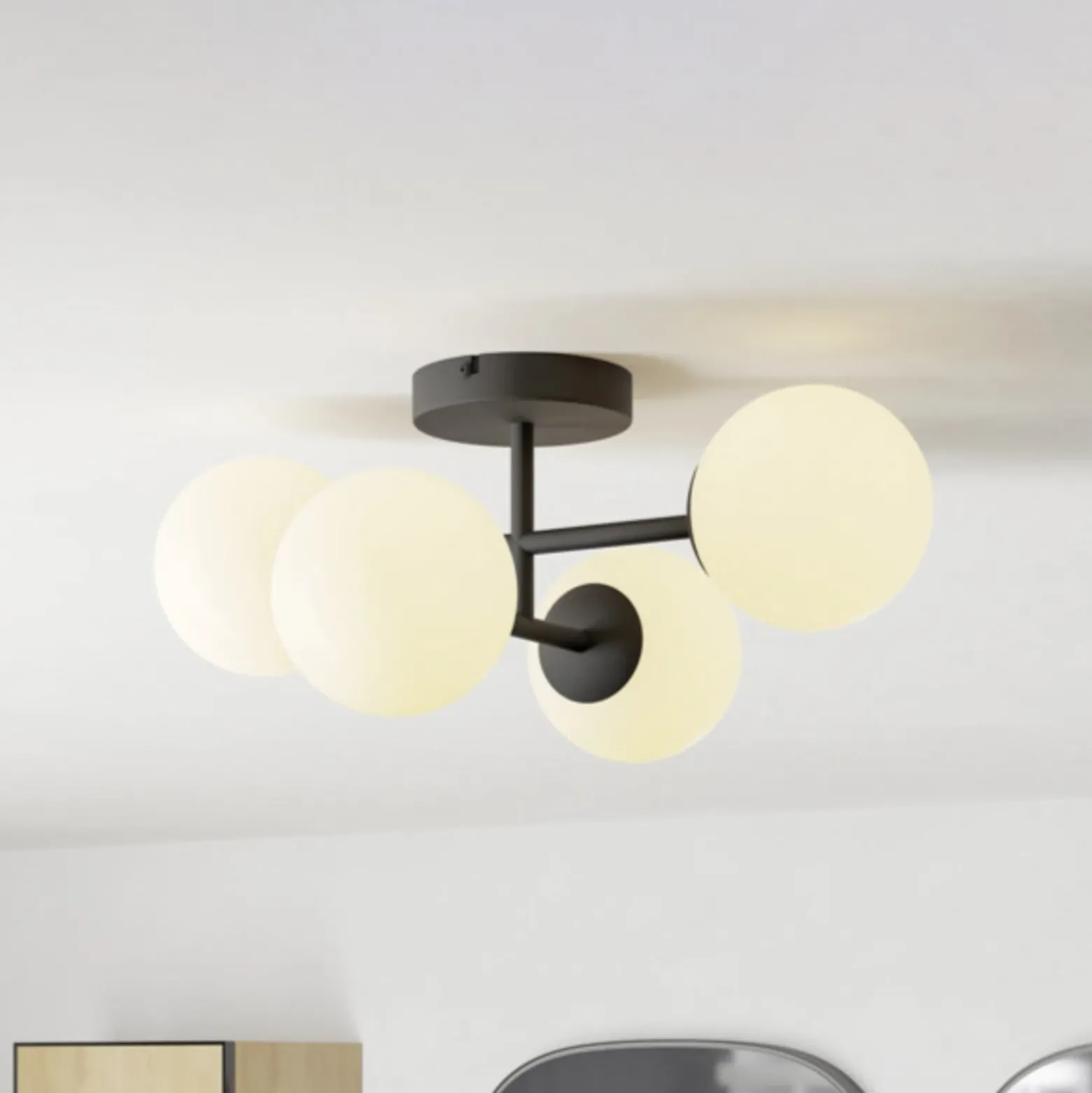 Lámpara de techo EGLO CASTROVIDO, negra, 48 cm, 4 luces, IP44, G9-LED