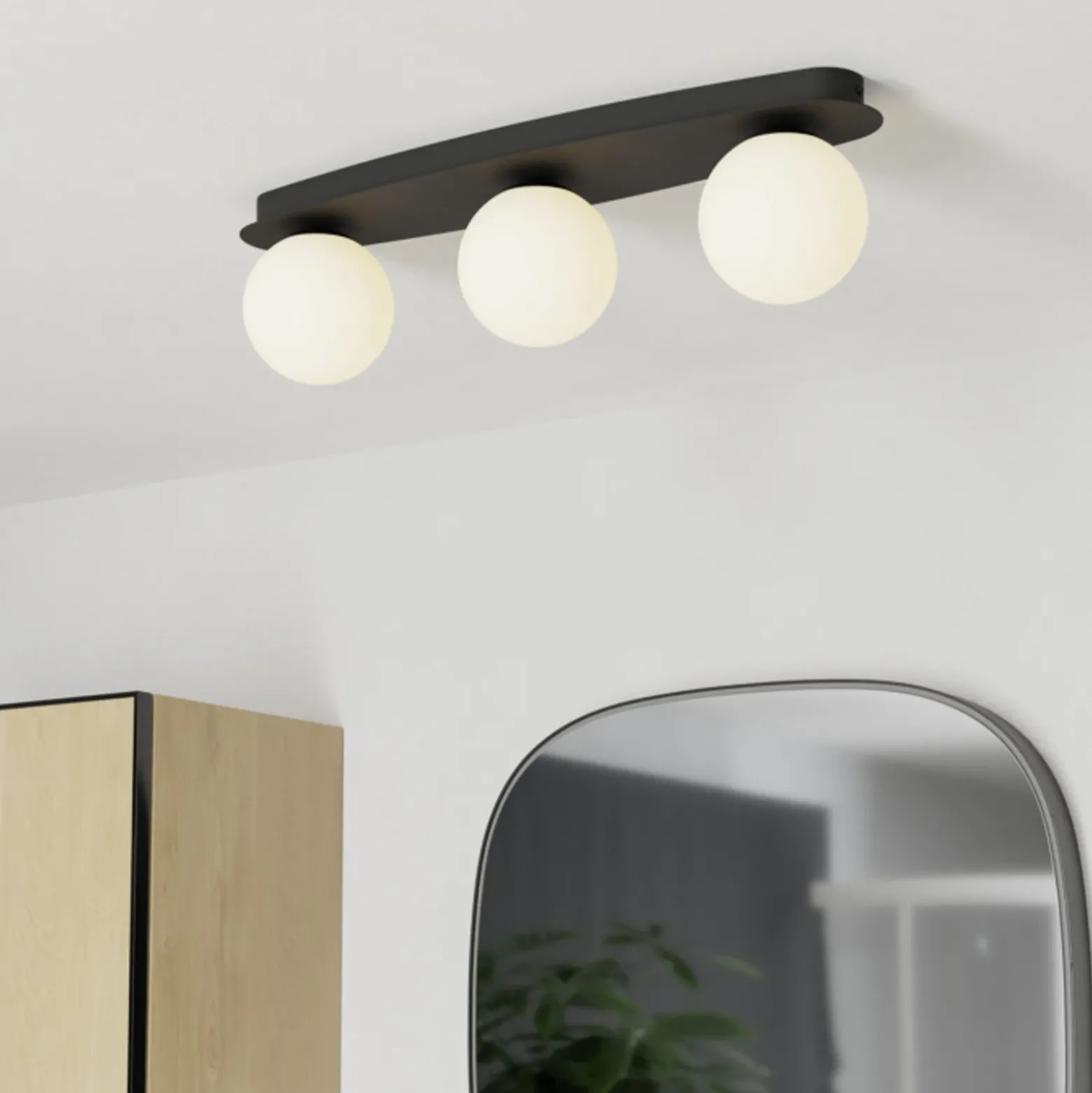 Lámpara de techo EGLO CASTROVIDO, negra, 58 cm, 3 luces, IP44, G9-LED