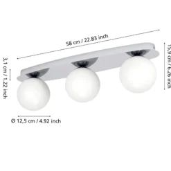 Lámpara de techo EGLO CASTROVIDO, cromada, 58 cm, 3 luces, IP44, G9-LED