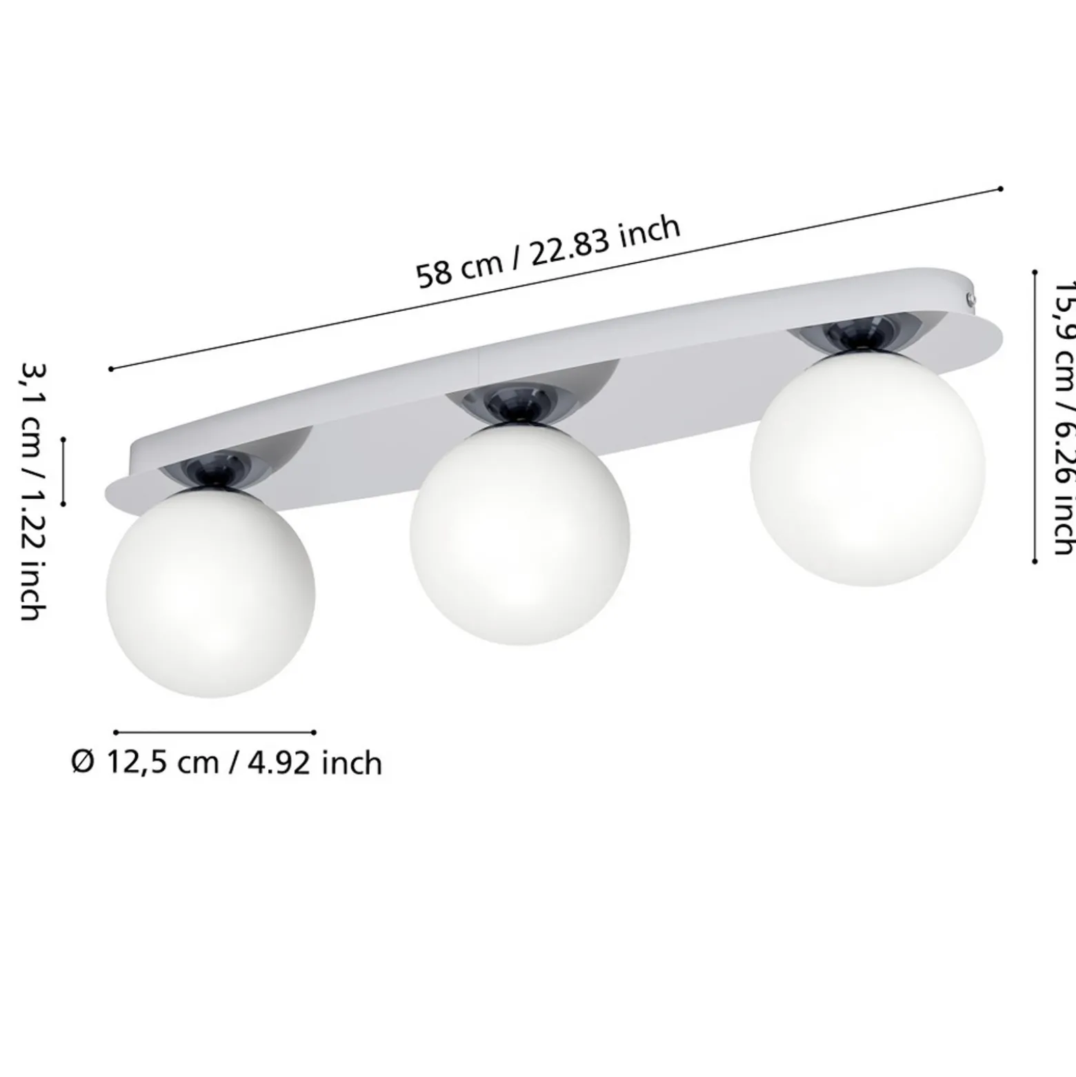 Lámpara de techo EGLO CASTROVIDO, cromada, 58 cm, 3 luces, IP44, G9-LED