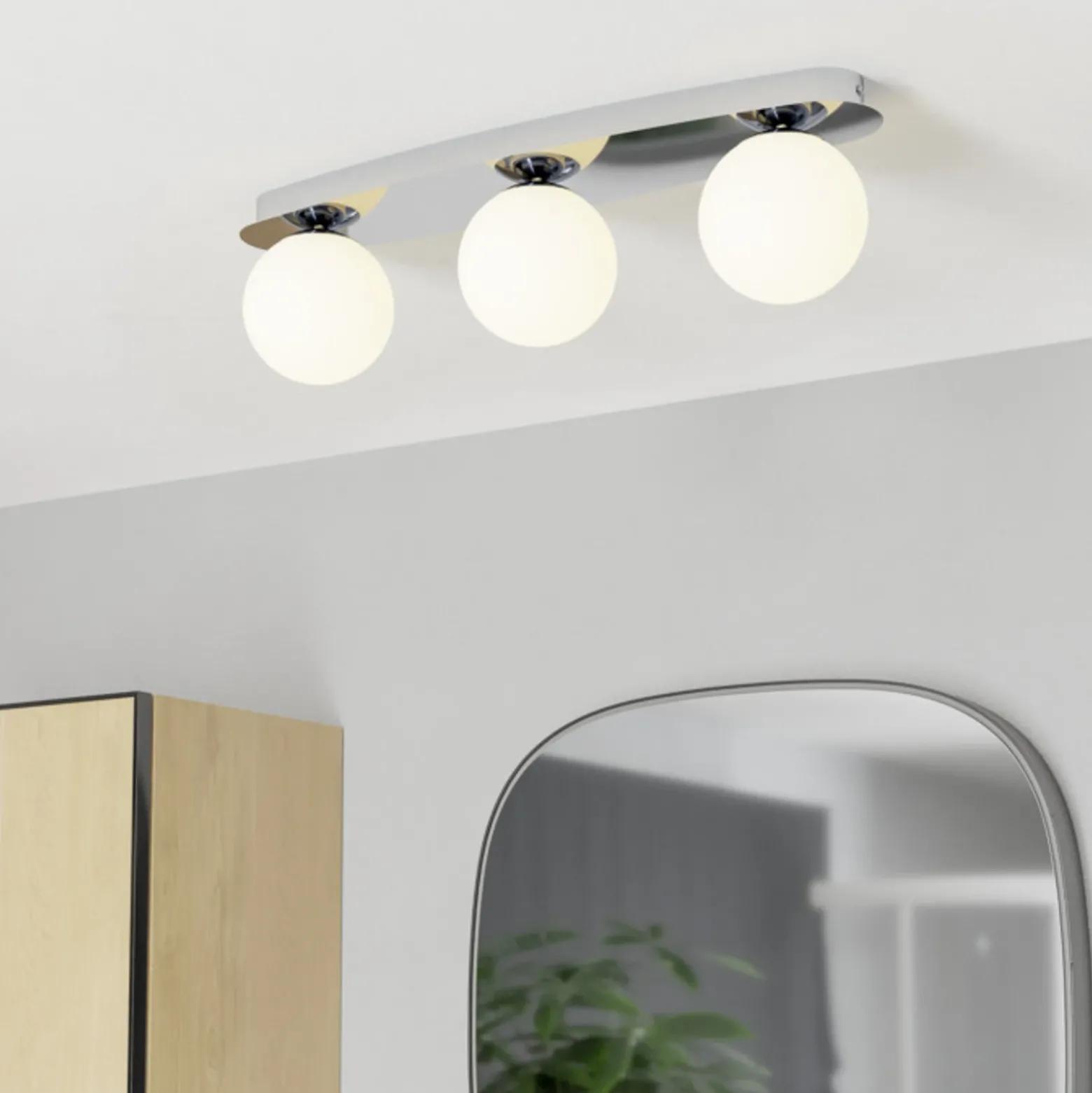 Lámpara de techo EGLO CASTROVIDO, cromada, 58 cm, 3 luces, IP44, G9-LED