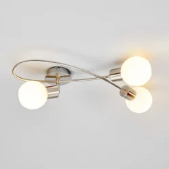 Lámpara de techo Elaina de Lindby, 50 cm, 3 luces, níquel, cristal, E14