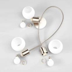 Lámpara de techo Elaina de Lindby, 50 cm, 3 luces, níquel, cristal, E14