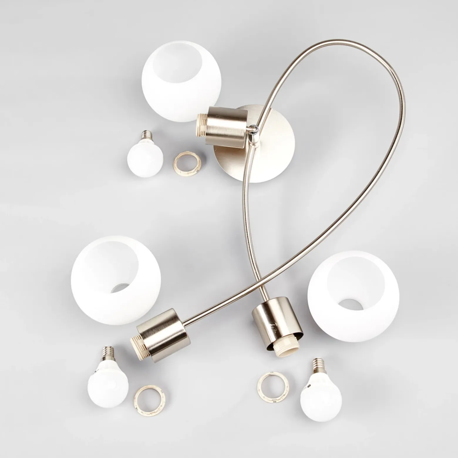 Lámpara de techo Elaina de Lindby, 50 cm, 3 luces, níquel, cristal, E14
