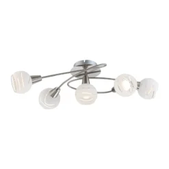 Lámpara de techo Elliott, longitud 62 cm, níquel mate, metal/vidrio
