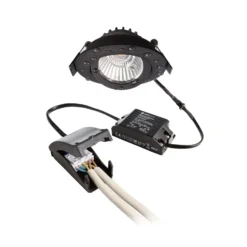 Lámpara de techo empotrable LED Dione, IP44, 3.000 K, negra, atenuable