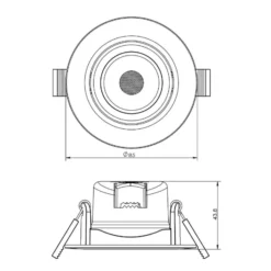 Lámpara de techo empotrable LED SMD-68-230V, 3.000K, Ø8,5cm, negra
