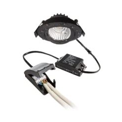 Lámpara de techo empotrable LED Dione, IP44, negra, atenuable a cálida