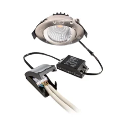 Lámpara de techo empotrable LED Dione, IP44, níquel, atenuable a cálida