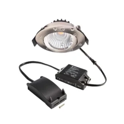 Lámpara de techo empotrable LED Dione, IP44, 3.000 K, níquel, atenuable