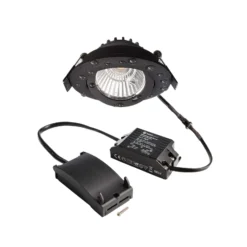 Lámpara de techo empotrable LED Dione, IP44, 4.000 K, negra, atenuable
