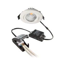 Lámpara de techo empotrable LED Dione, IP44, blanca, atenuable a cálida