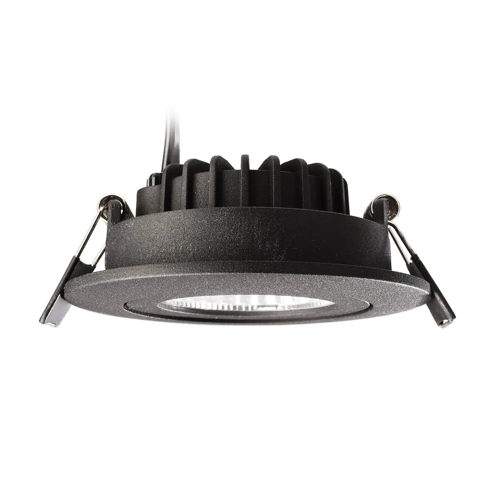 Lámpara de techo empotrable LED Dione, IP44, 2.700 K, negra, atenuable