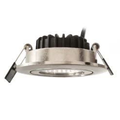 Lámpara de techo empotrable LED Dione, IP44, 2.700 K, níquel, atenuable