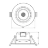 Lámpara de techo empotrable LED SMD-68-230V, 2.700K, Ø8,5cm, negra