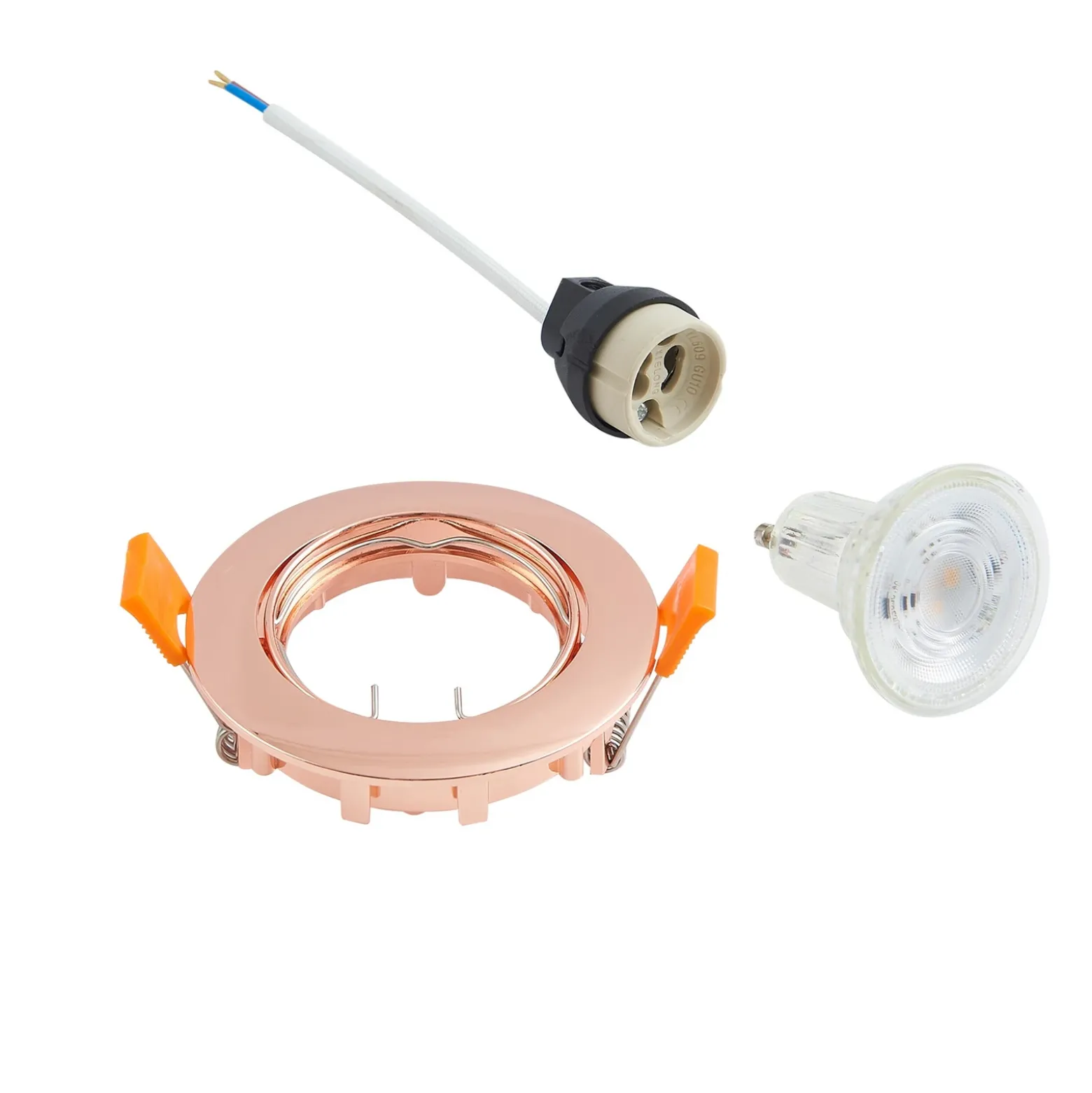 Lámpara de techo empotrable Prios Fibur, cobre, aluminio, Ø 8,2 cm