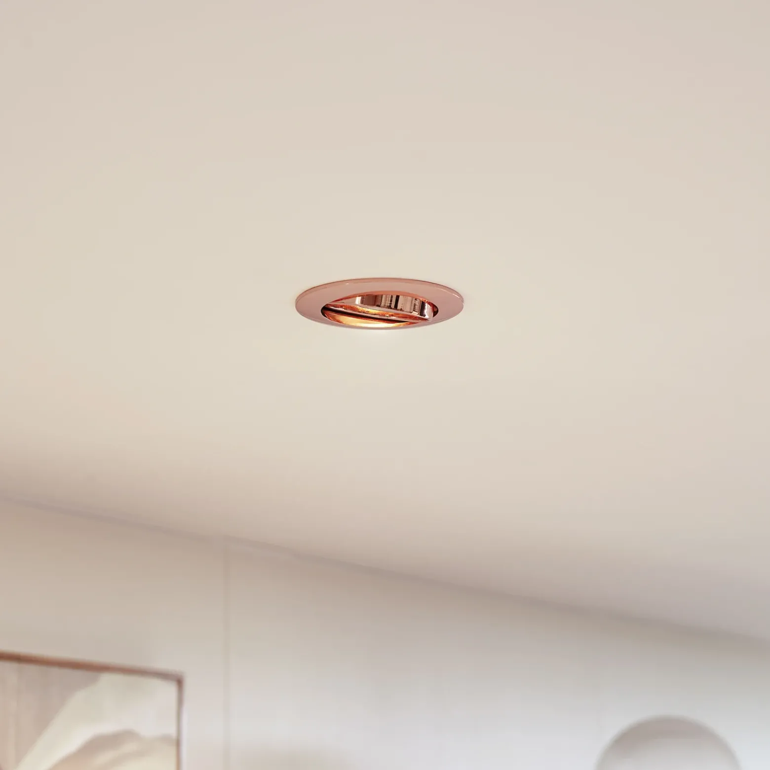 Lámpara de techo empotrable Prios Fibur, cobre, aluminio, Ø 8,2 cm