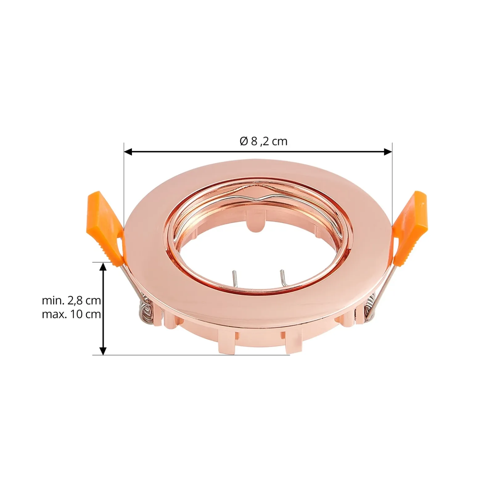 Lámpara de techo empotrable Prios Fibur, cobre, aluminio, Ø 8,2 cm