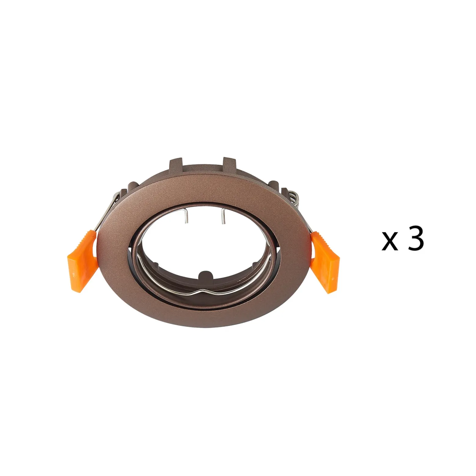 Lámpara de techo empotrable PRIOS Fibur, bronce, zinc, Ø 8,2 cm, juego de 3