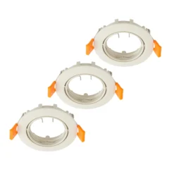 Lámpara de techo empotrable PRIOS Fibur, beige, zinc, Ø 8,2 cm, juego de 3