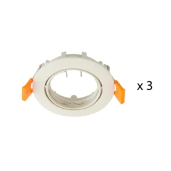 Lámpara de techo empotrable PRIOS Fibur, beige, zinc, Ø 8,2 cm, juego de 3